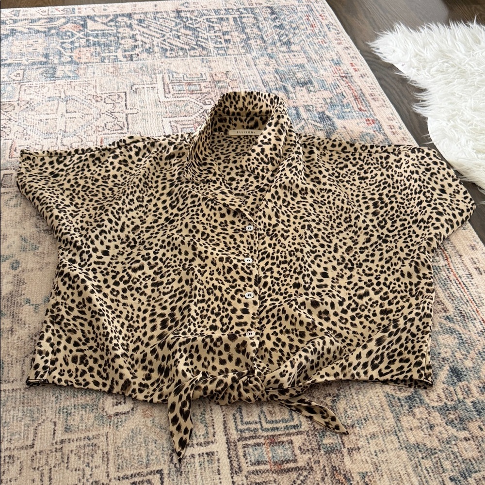 Leopard Print Button-Up Blouse - Picture 4 of 5
